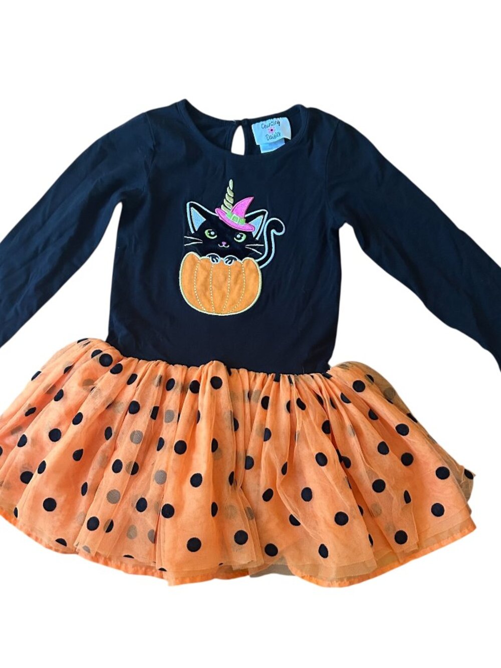 Counting Daisies Tutu Halloween Dress Cat Pumpkin Polka Dot Size 6 Size Small